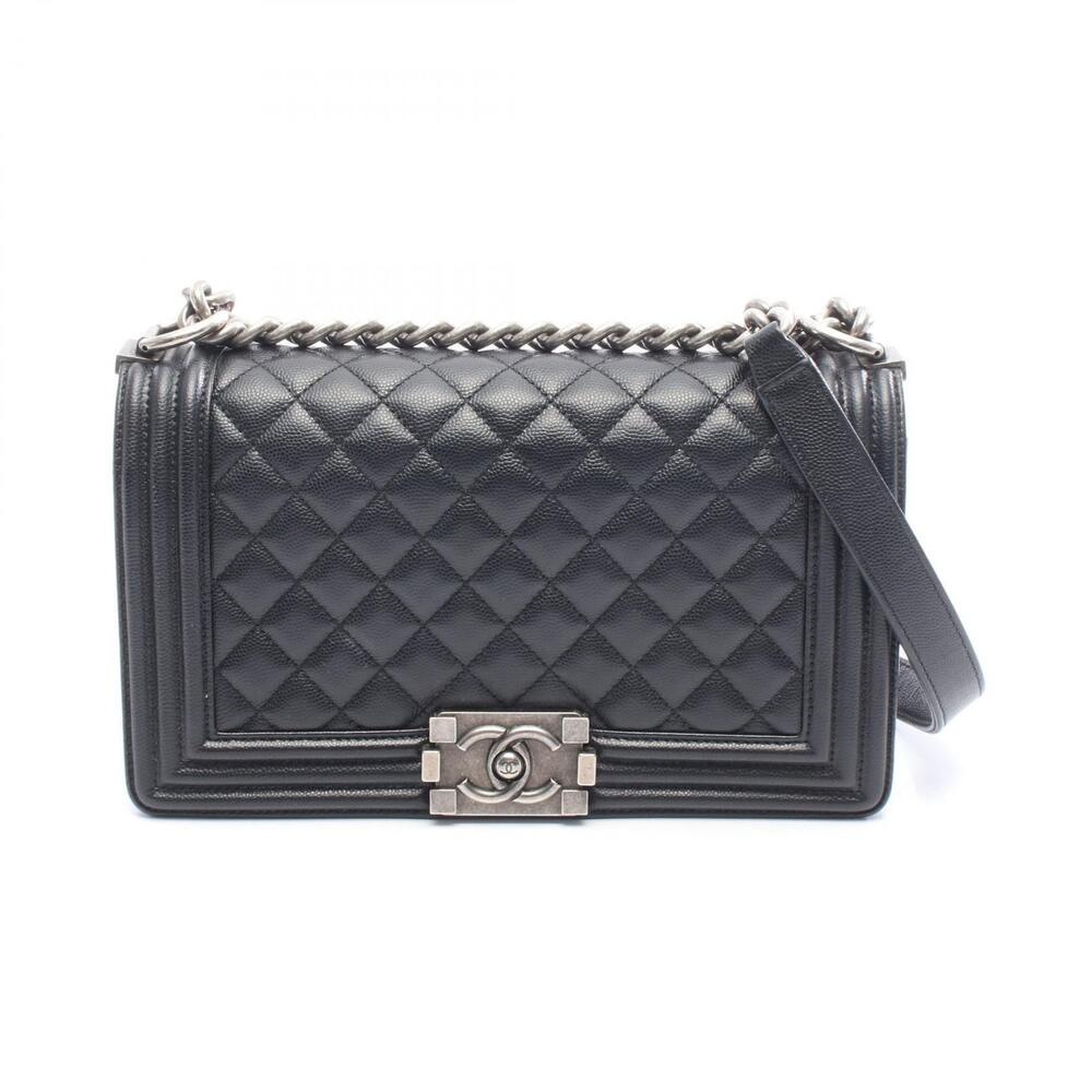 Chanel Boy Shoulder Bag Caviar Leather Grained Calfskin Black